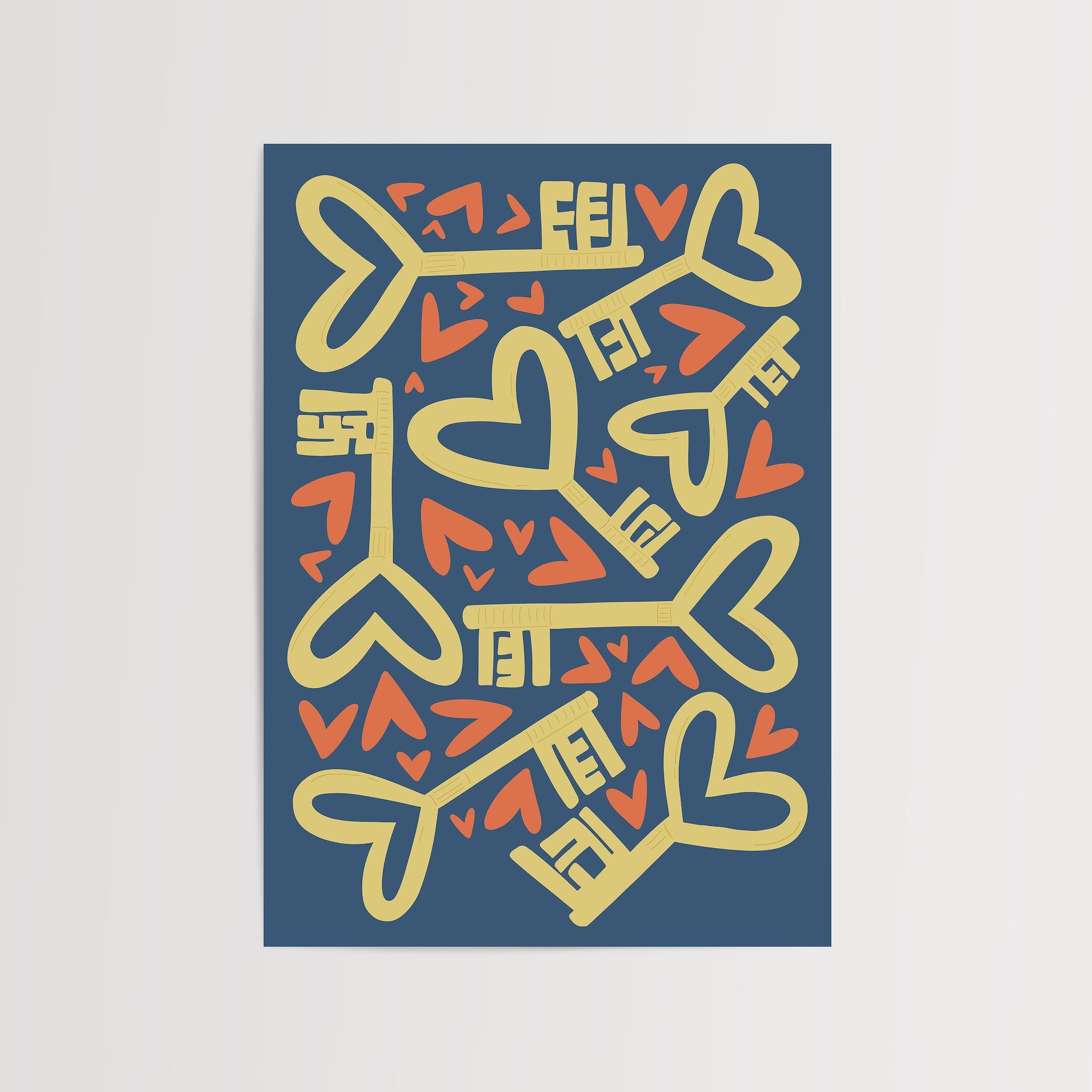 Keys to My Heart art print with whimsical design